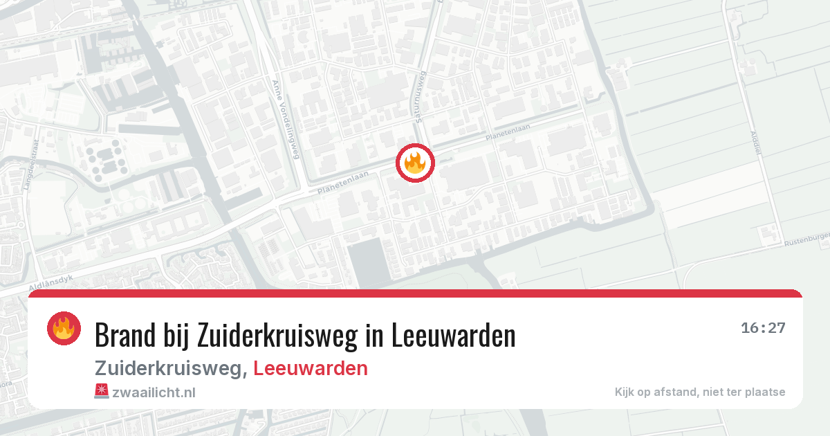 Brand bij Zuiderkruisweg in Leeuwarden — 23 apr 2026