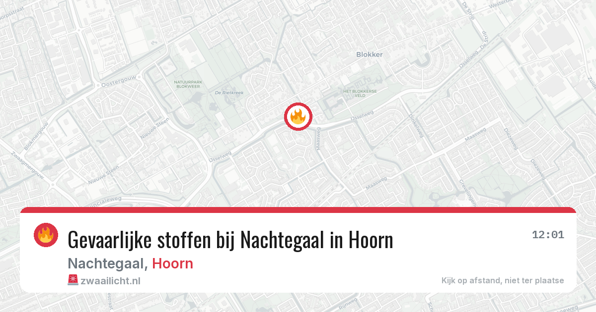 Gevaarlijke stoffen bij Nachtegaal in Hoorn — 24 jul 2026