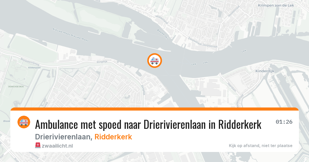 Ambulance met spoed naar Drierivierenlaan in Ridderkerk — 13 aug 2026