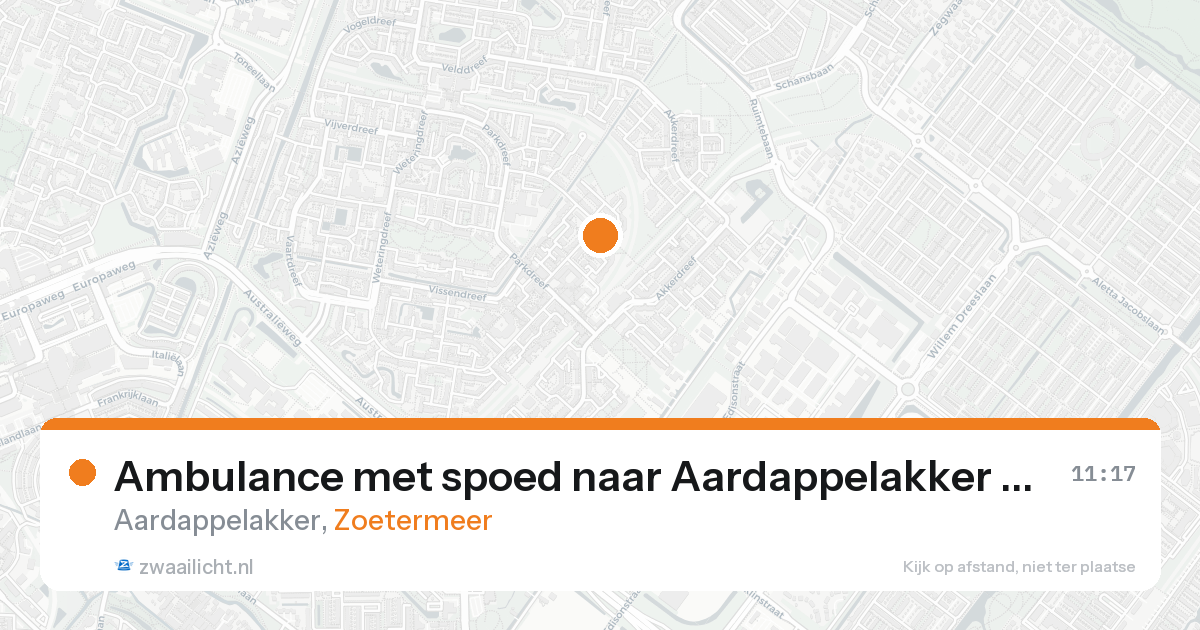 Ambulance met spoed naar Aardappelakker in Zoetermeer — 19 aug 2026