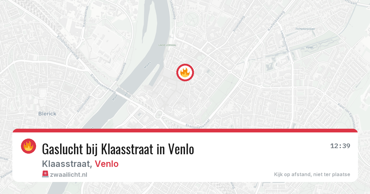 Gaslucht bij Klaasstraat in Venlo — 7 aug 2026
