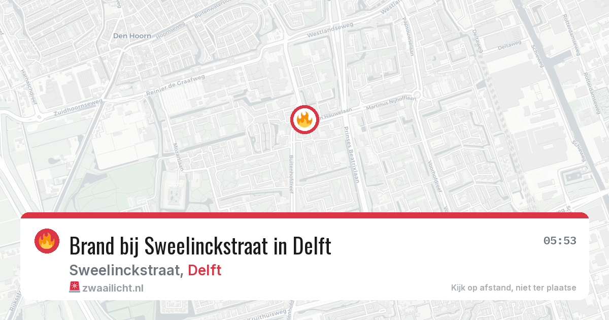 Brand bij Sweelinckstraat in Delft — 14 mei 2026