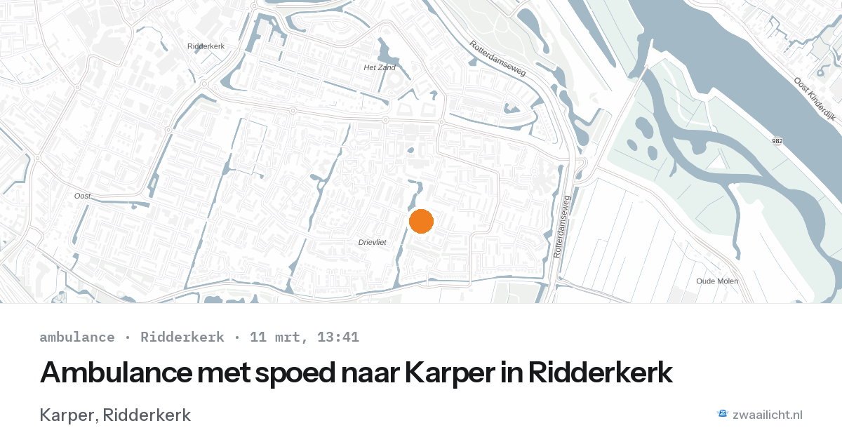 Ambulance met spoed naar Karper in Ridderkerk — 11 mrt 2026
