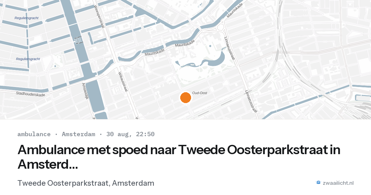 Ambulance met spoed naar Tweede Oosterparkstraat in Amsterdam — 30 aug 2026