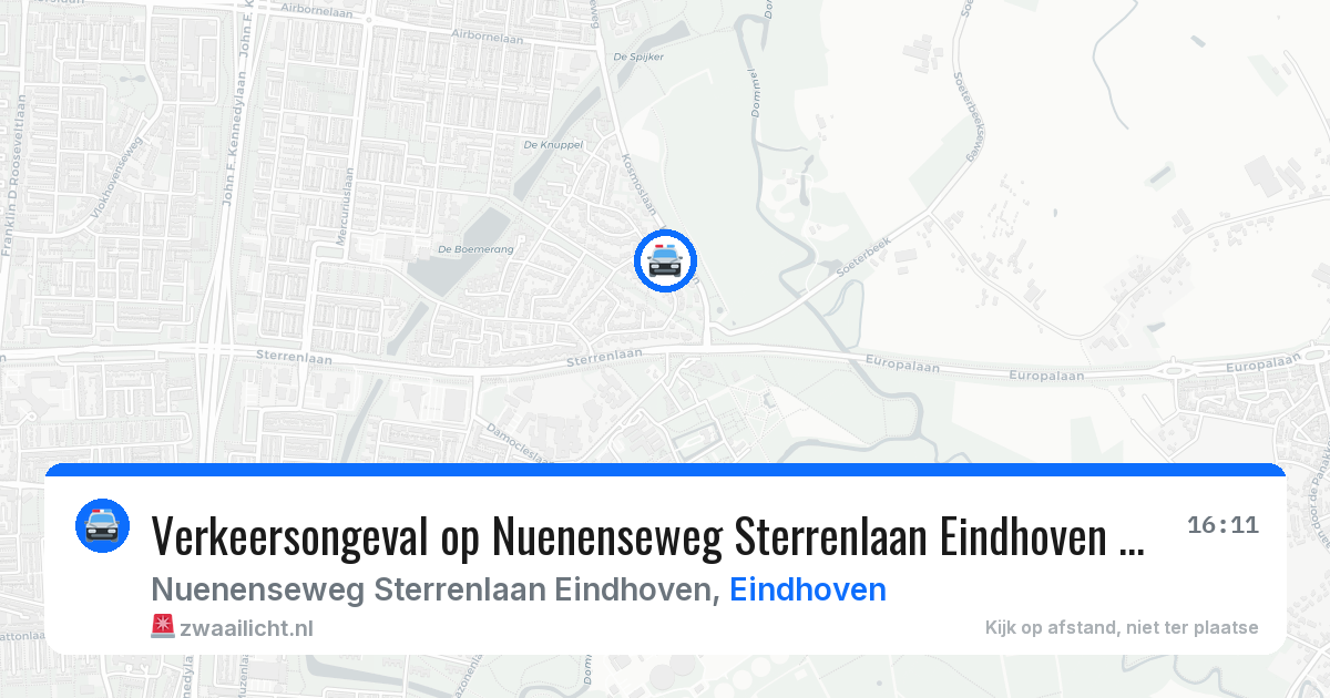 Verkeersongeval op Nuenenseweg Sterrenlaan Eindhoven in Eindhoven — 20 jul 2026