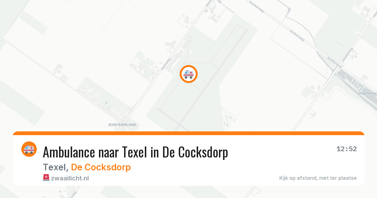 Ambulance naar Texel in De Cocksdorp — 3 aug 2026