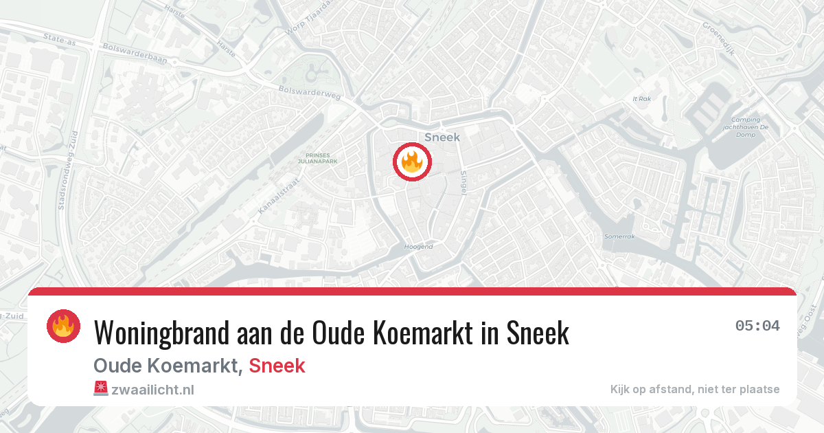 Woningbrand aan de Oude Koemarkt in Sneek — 4 jul 2026