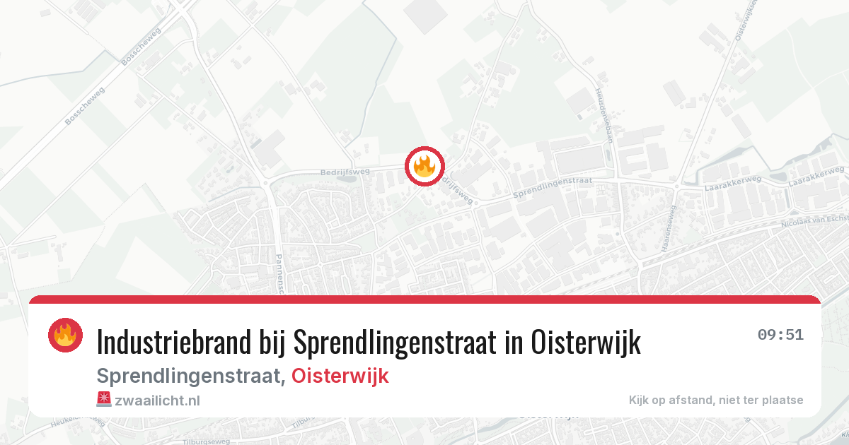 Industriebrand bij Sprendlingenstraat in Oisterwijk — 7 jul 2026