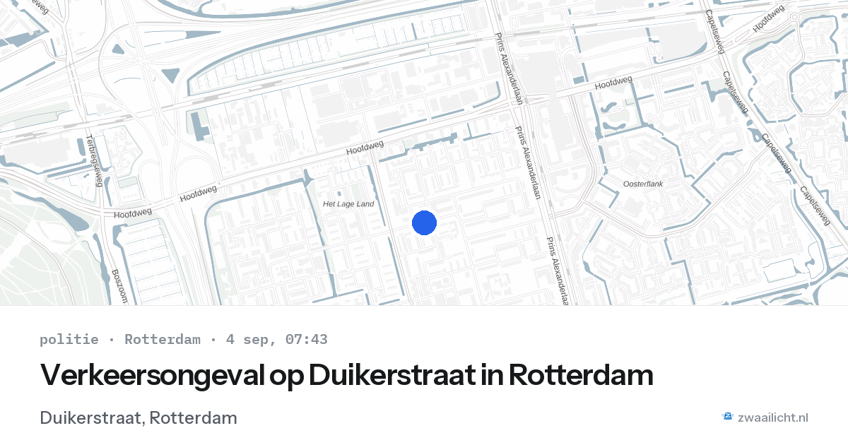 Verkeersongeval op Duikerstraat in Rotterdam — 4 sep 2026