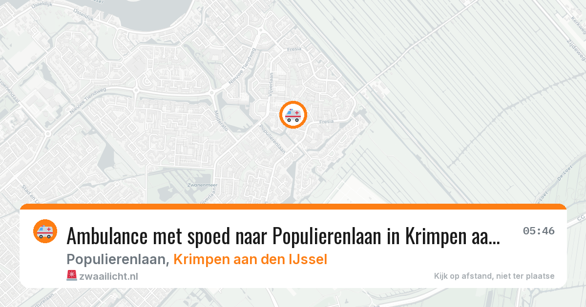 Ambulance met spoed naar Populierenlaan in Krimpen aan den IJssel — 10 jun 2026