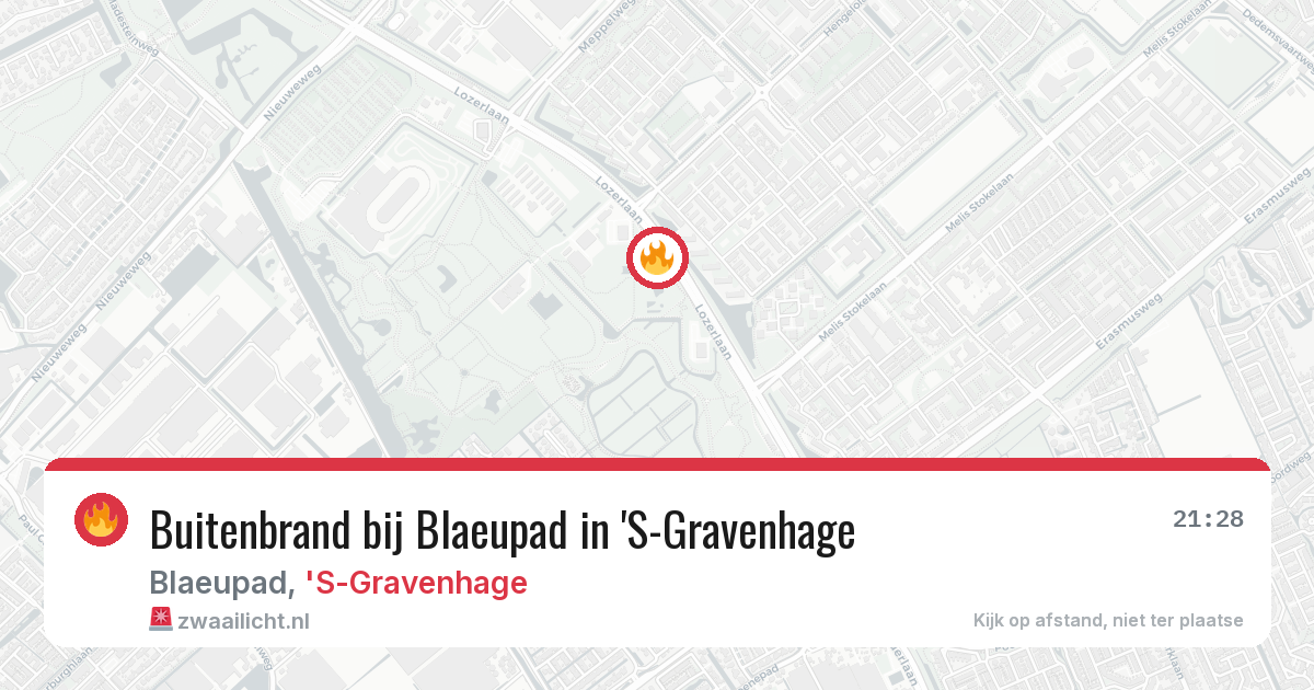 Buitenbrand bij Blaeupad in 'S-Gravenhage — 6 aug 2026