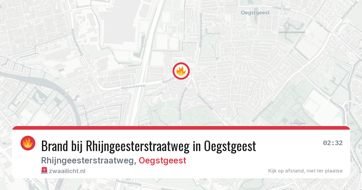 Brand bij Rhijngeesterstraatweg in Oegstgeest — 7 jul 2026