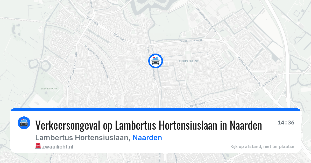 Verkeersongeval op Lambertus Hortensiuslaan in Naarden — 16 apr 2026