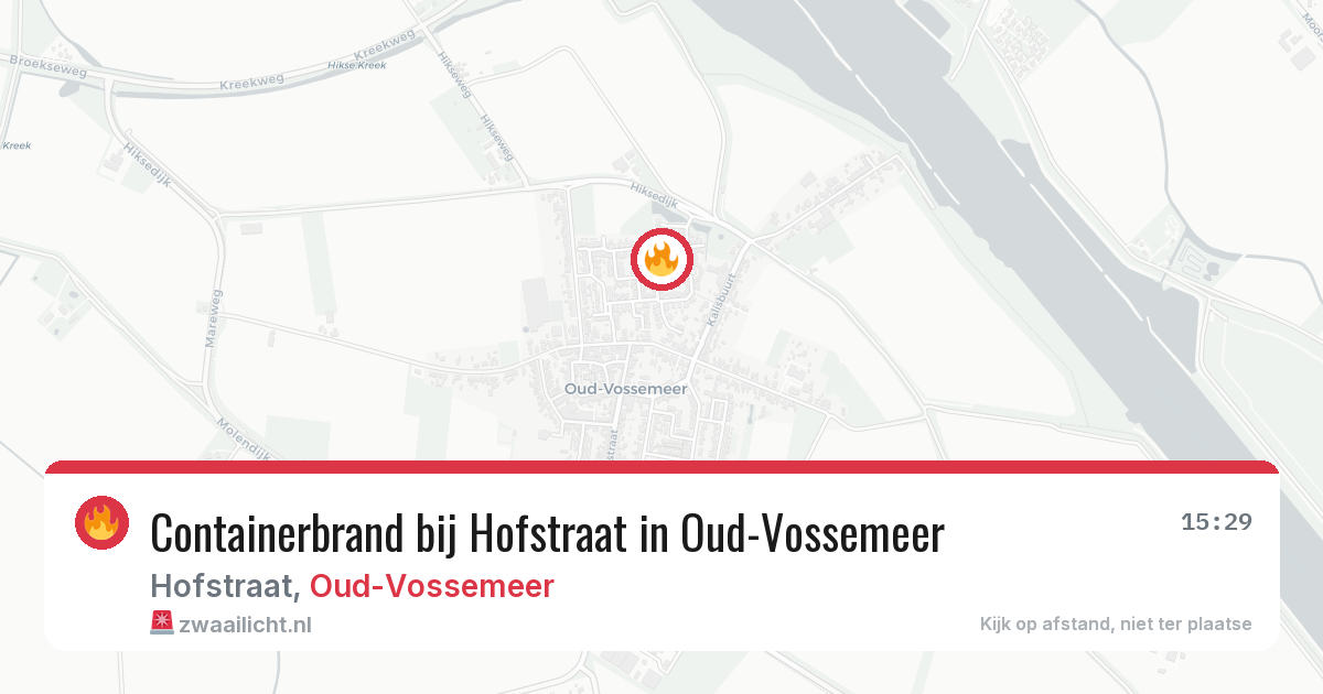 Containerbrand bij Hofstraat in Oud-Vossemeer — 15 feb 2026