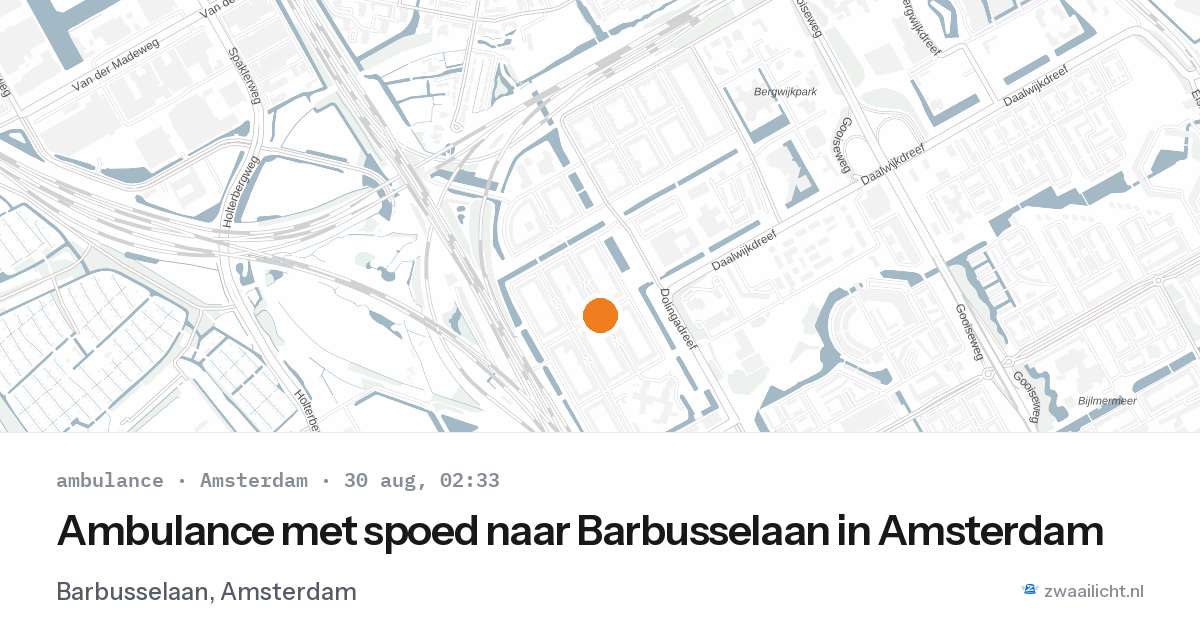 Ambulance met spoed naar Barbusselaan in Amsterdam — 30 aug 2026