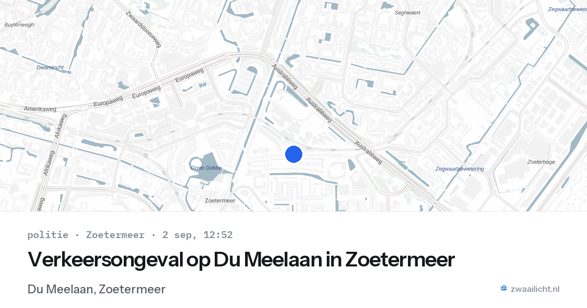 Verkeersongeval op Du Meelaan in Zoetermeer — 2 sep 2026