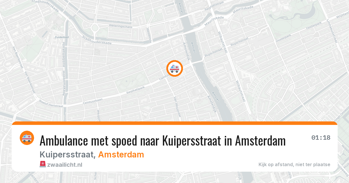 Ambulance met spoed naar Kuipersstraat in Amsterdam — 8 aug 2026