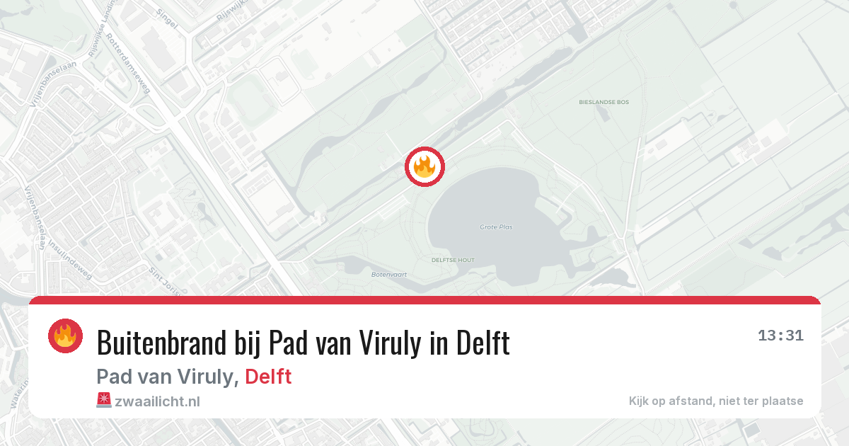Buitenbrand bij Pad van Viruly in Delft — 13 aug 2026