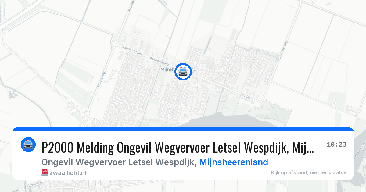P2000 Melding Ongevil Wegvervoer Letsel Wespdijk, Mijnsheerenland — 17 jun 2026