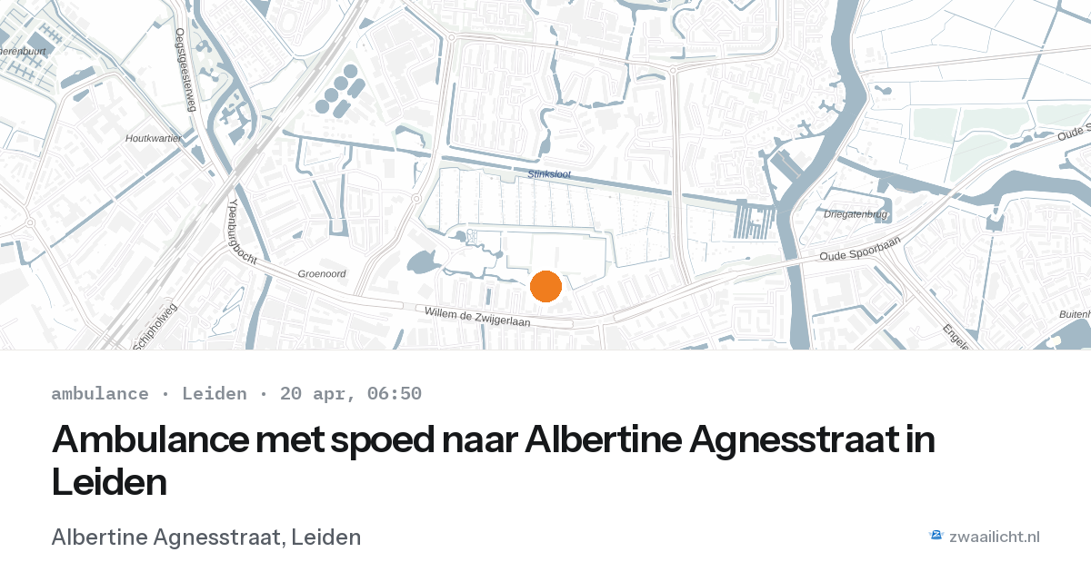 Ambulance met spoed naar Albertine Agnesstraat in Leiden — 20 apr 2026