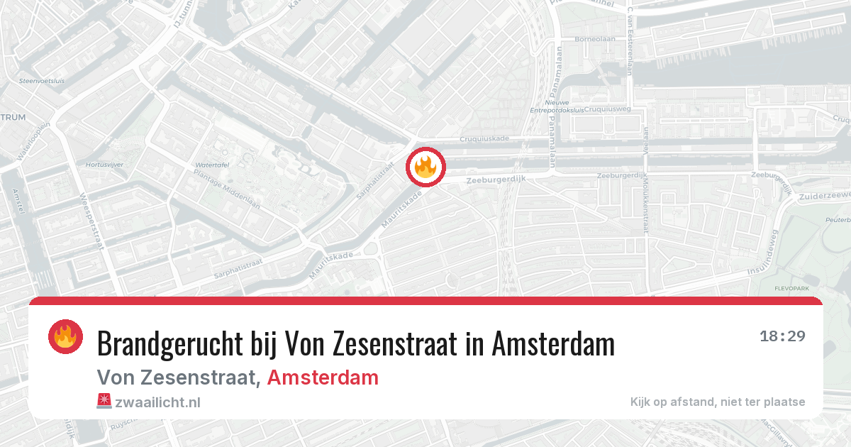 Brandgerucht bij Von Zesenstraat in Amsterdam — 13 aug 2026