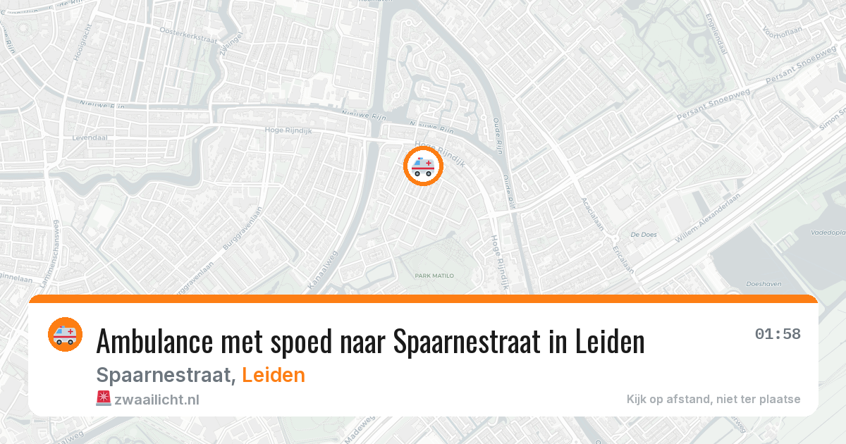 Ambulance met spoed naar Spaarnestraat in Leiden — 9 aug 2026