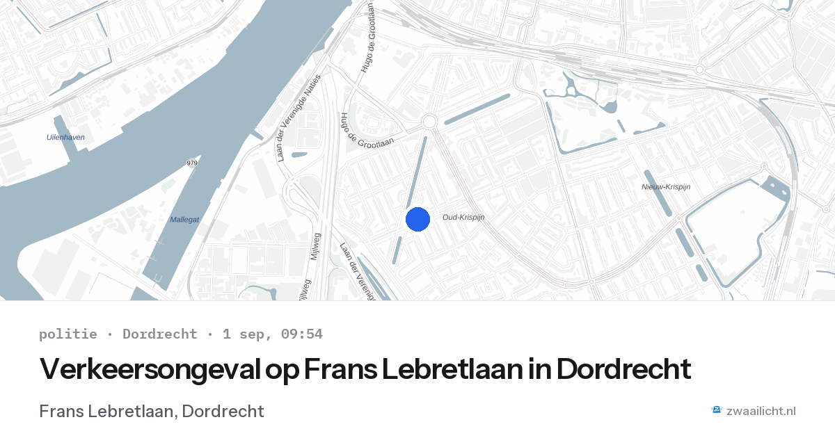 Verkeersongeval op Frans Lebretlaan in Dordrecht — 1 sep 2026