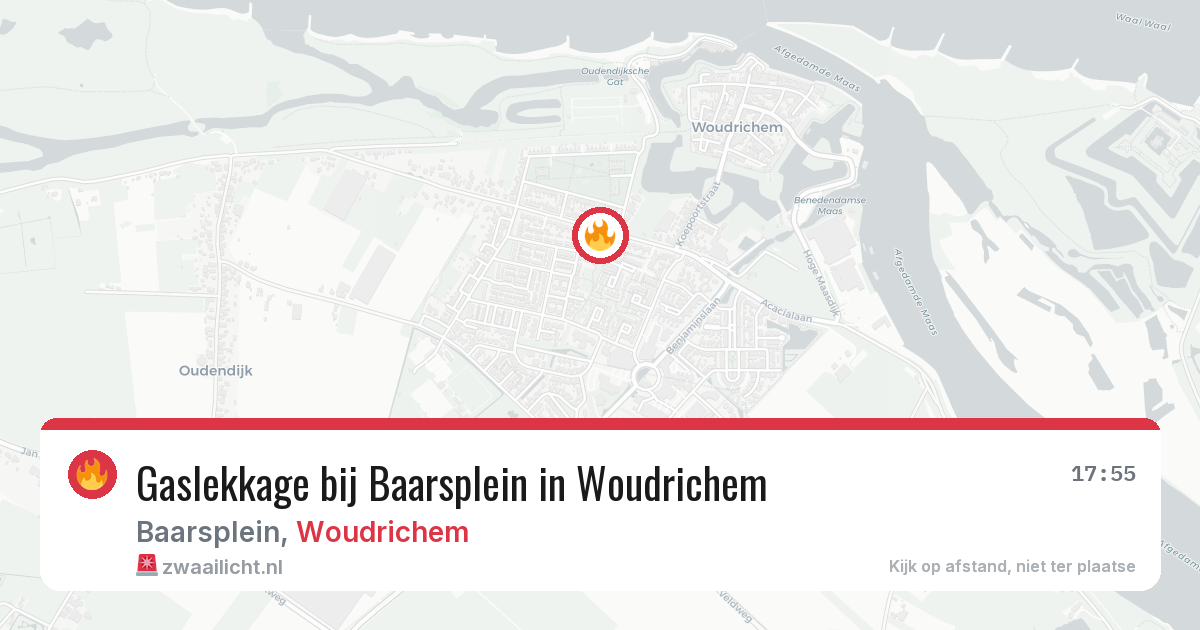 Gaslekkage bij Baarsplein in Woudrichem — 4 aug 2026