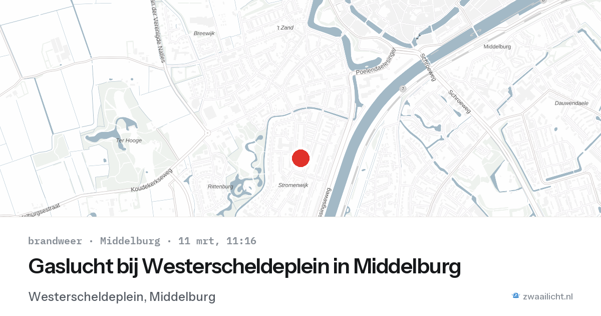 Gaslucht bij Westerscheldeplein in Middelburg — 11 mrt 2026