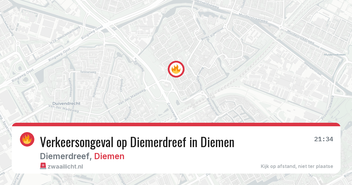 Verkeersongeval op Diemerdreef in Diemen — 11 aug 2026