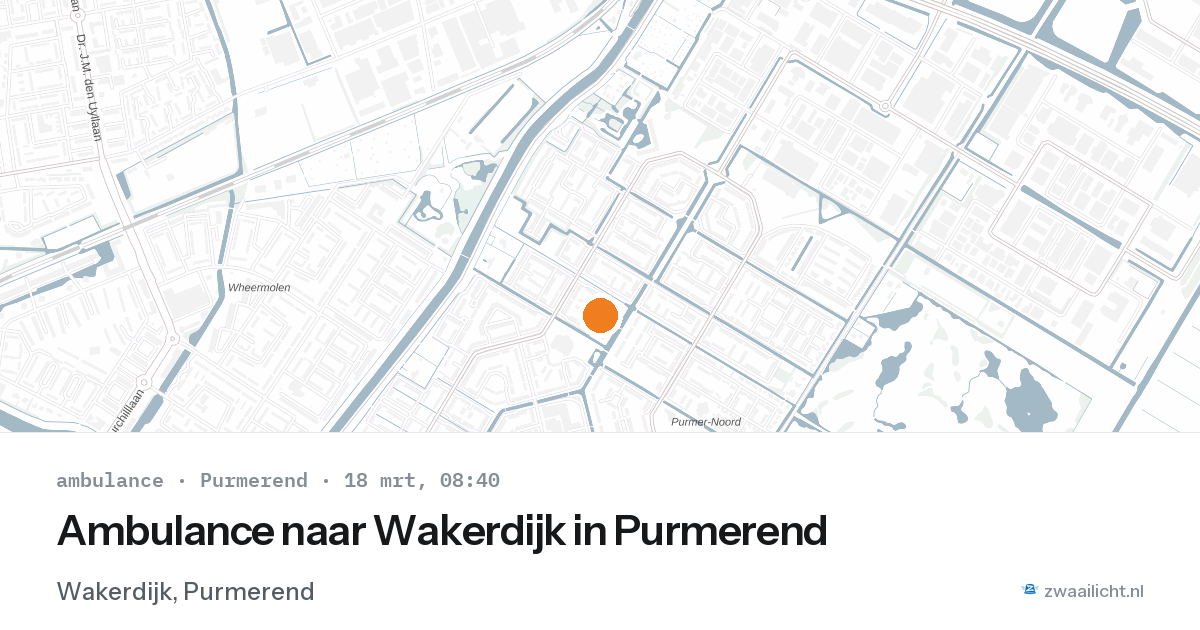 Ambulance naar Wakerdijk in Purmerend — 18 mrt 2026