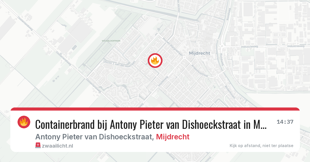 Containerbrand bij Antony Pieter van Dishoeckstraat in Mijdrecht — 7 jul 2026