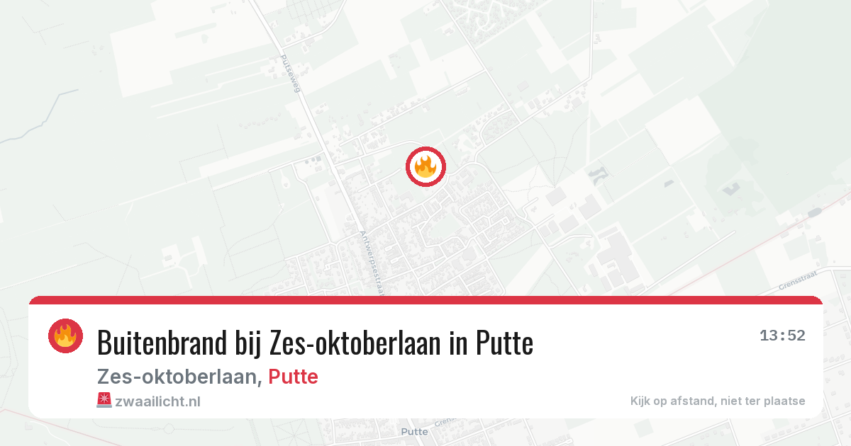 Buitenbrand bij Zes-oktoberlaan in Putte — 11 aug 2026