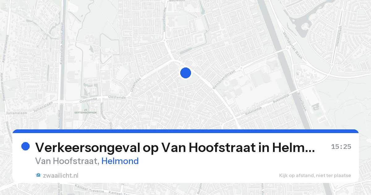 Verkeersongeval op Van Hoofstraat in Helmond — 18 aug 2026