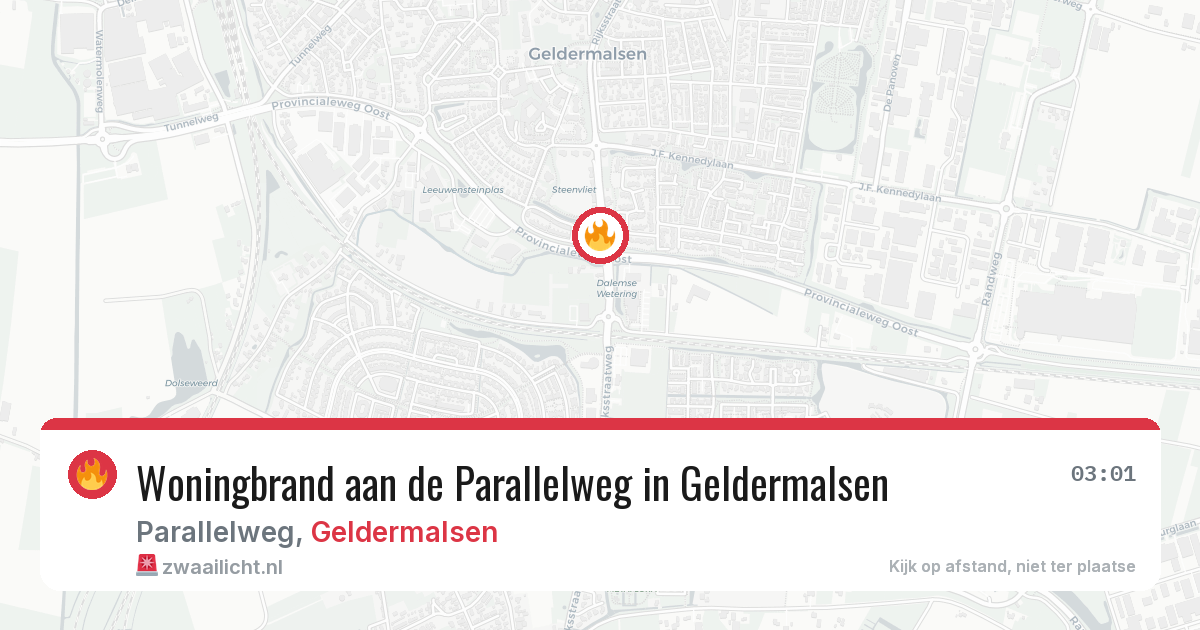 Woningbrand aan de Parallelweg in Geldermalsen — 28 jun 2026