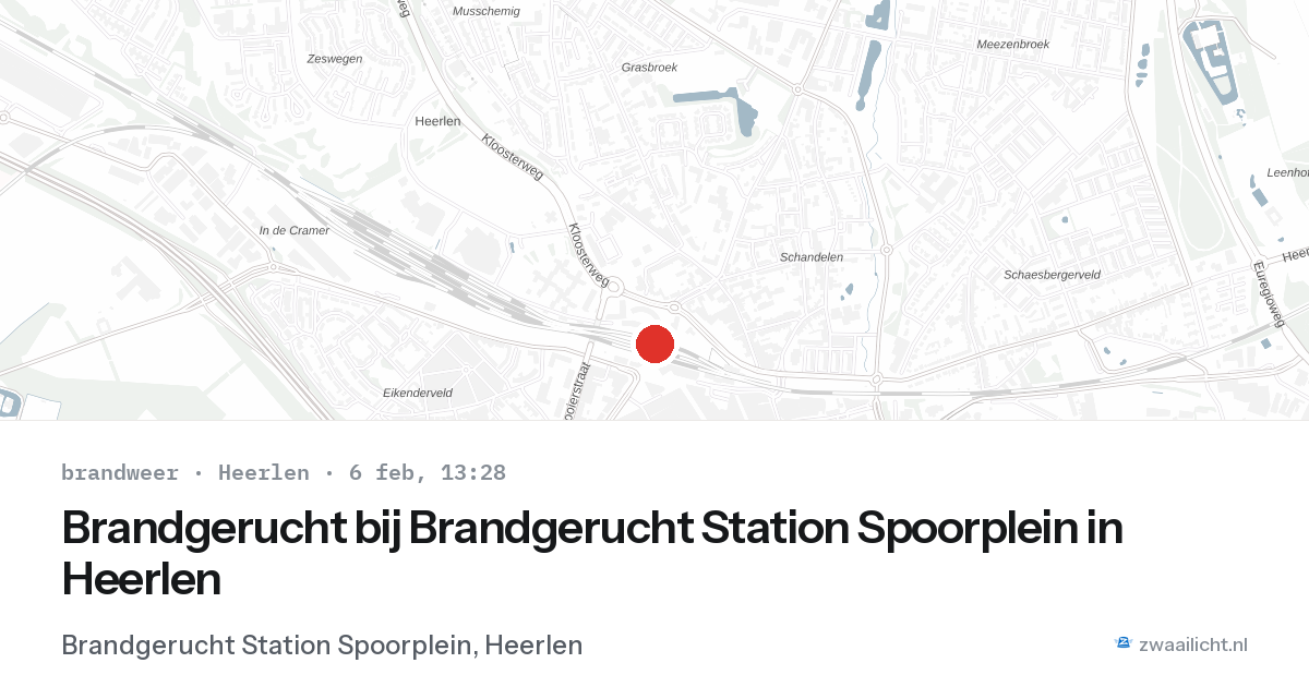Brandgerucht bij Brandgerucht Station Spoorplein in Heerlen — 6 feb 2026