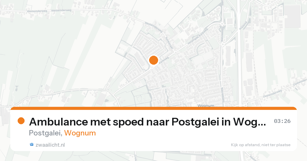 Ambulance met spoed naar Postgalei in Wognum — 19 aug 2026