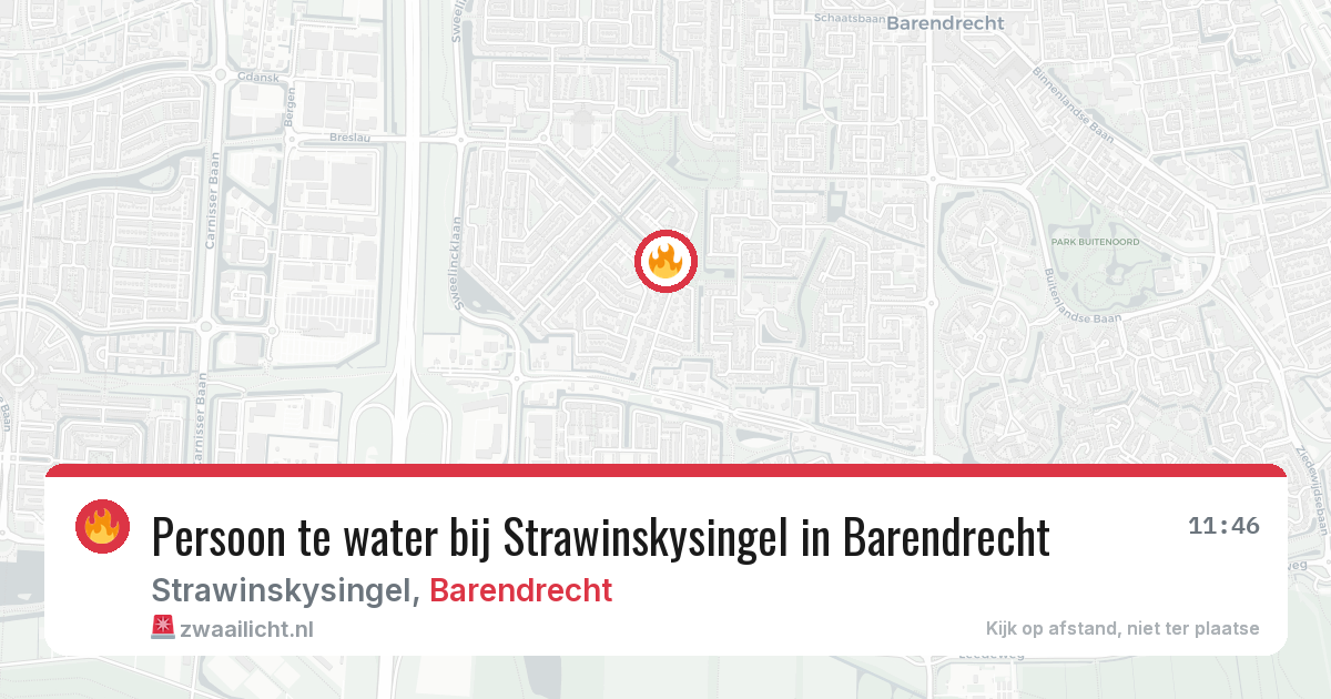 Persoon te water bij Strawinskysingel in Barendrecht — 21 jun 2026