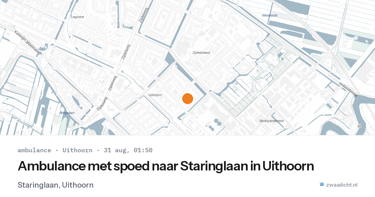 Ambulance met spoed naar Staringlaan in Uithoorn — 30 aug 2026