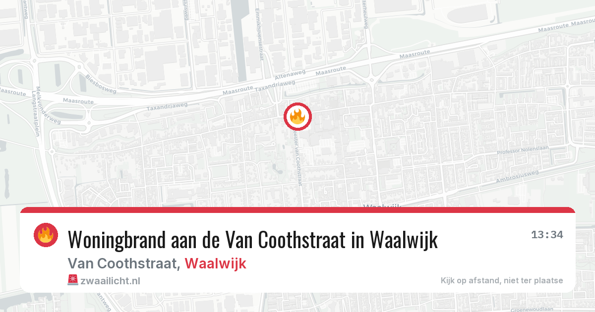 Woningbrand aan de Van Coothstraat in Waalwijk — 11 aug 2026