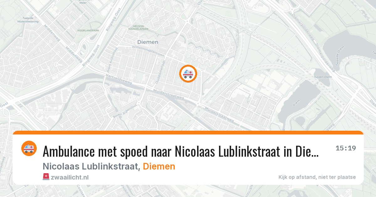 Ambulance met spoed naar Nicolaas Lublinkstraat in Diemen — 27 jul 2026