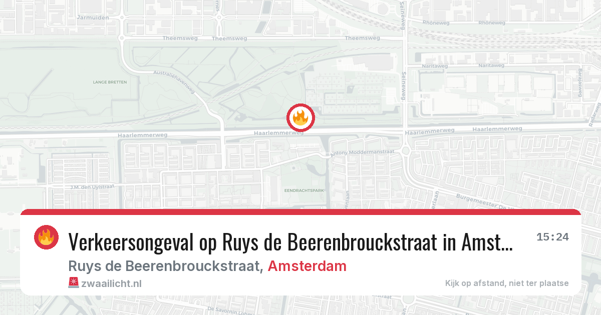 Verkeersongeval op Ruys de Beerenbrouckstraat in Amsterdam — 4 aug 2026