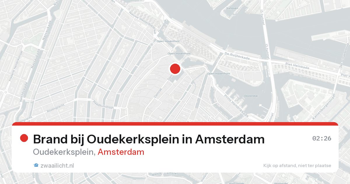 Brand bij Oudekerksplein in Amsterdam — 16 aug 2026