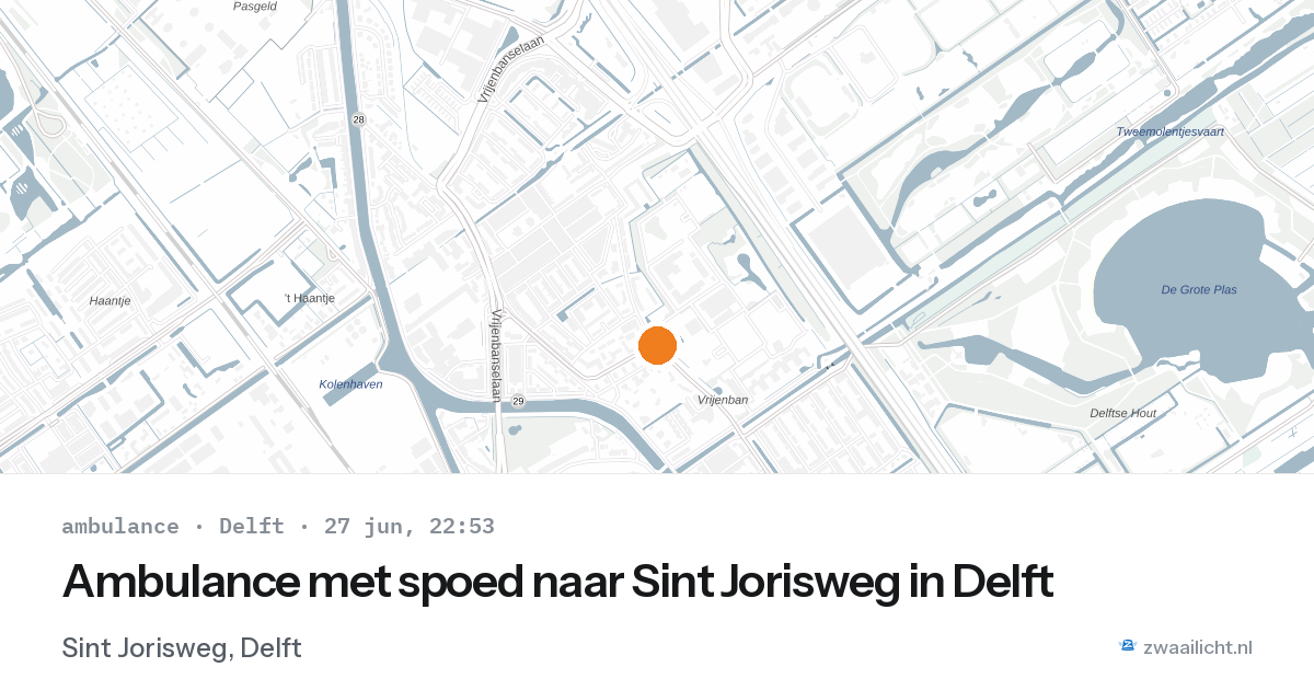 Ambulance met spoed naar Sint Jorisweg in Delft — 27 jun 2026