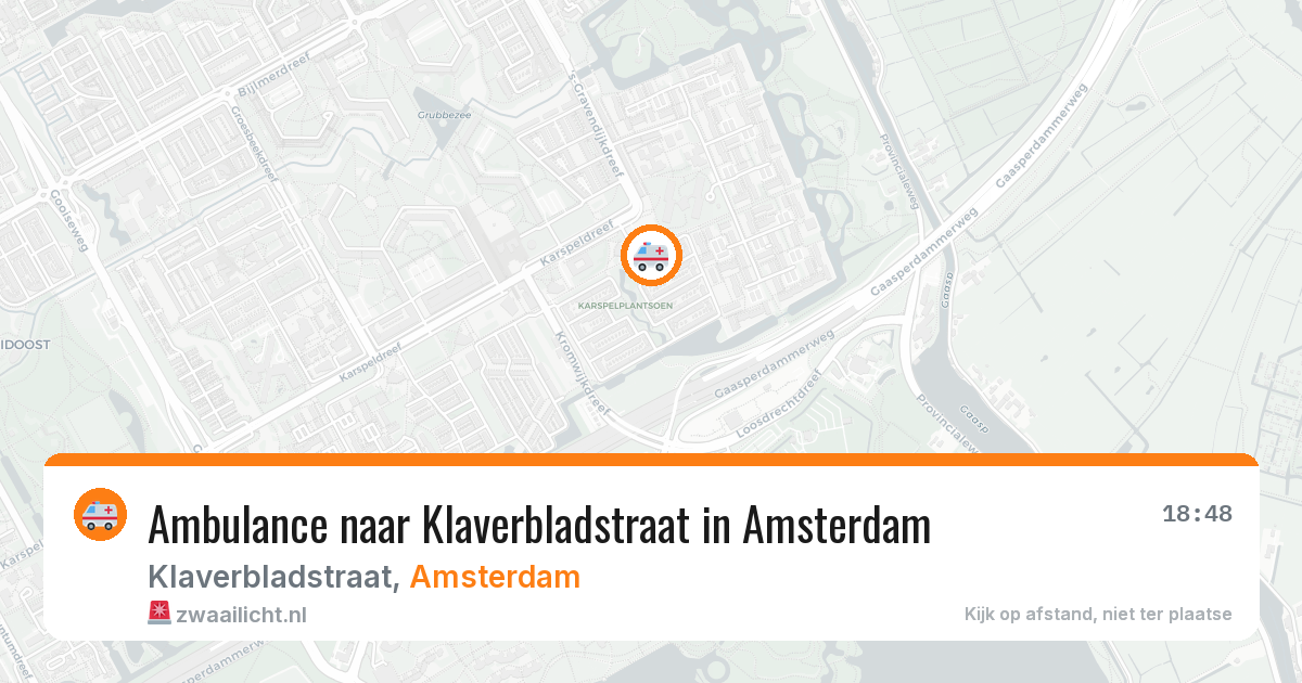 Ambulance naar Klaverbladstraat in Amsterdam — 18 mei 2026