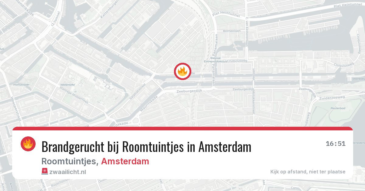 Brandgerucht bij Roomtuintjes in Amsterdam — 13 aug 2026
