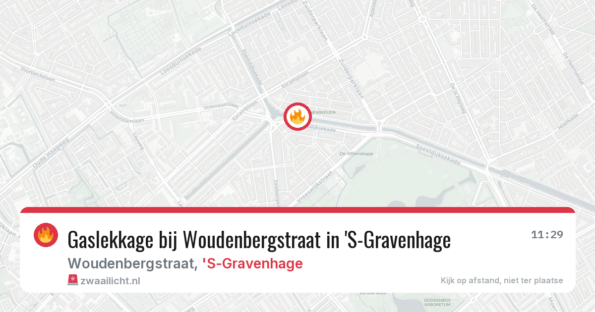 Gaslekkage bij Woudenbergstraat in 'S-Gravenhage — 14 aug 2026