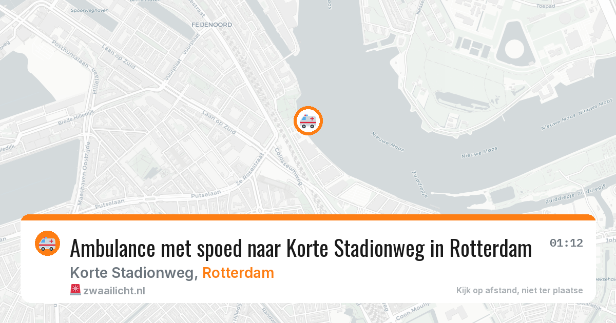 Ambulance met spoed naar Korte Stadionweg in Rotterdam — 14 aug 2026