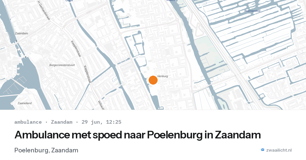 Ambulance met spoed naar Poelenburg in Zaandam — 29 jun 2026