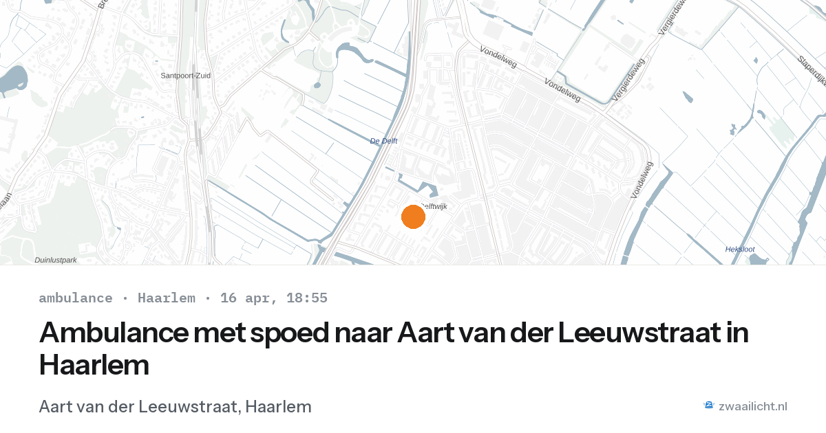 Ambulance met spoed naar Aart van der Leeuwstraat in Haarlem — 16 apr 2026